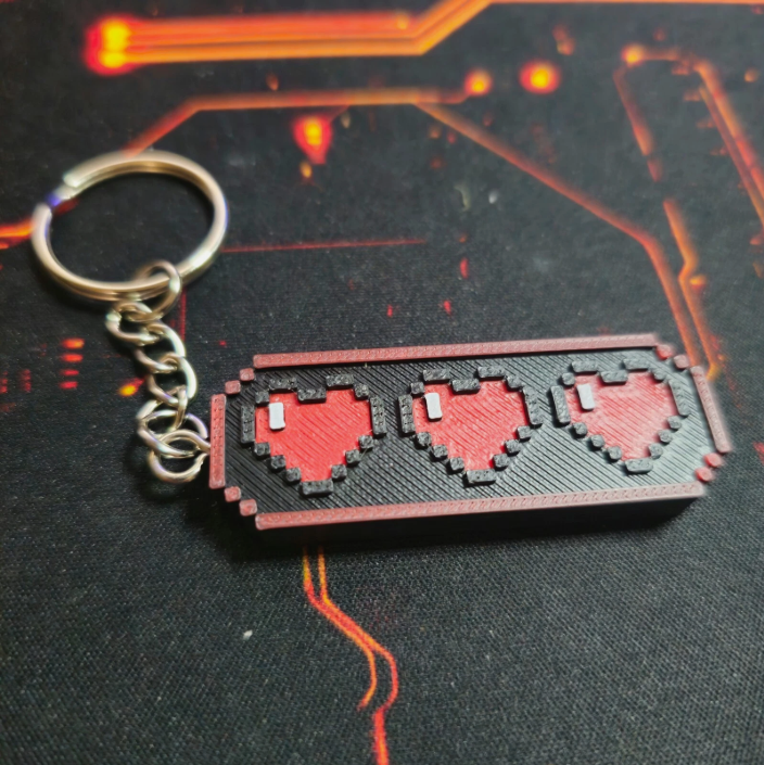 Full HP Bar Pixel Art 3D Printed Keychain (Black)